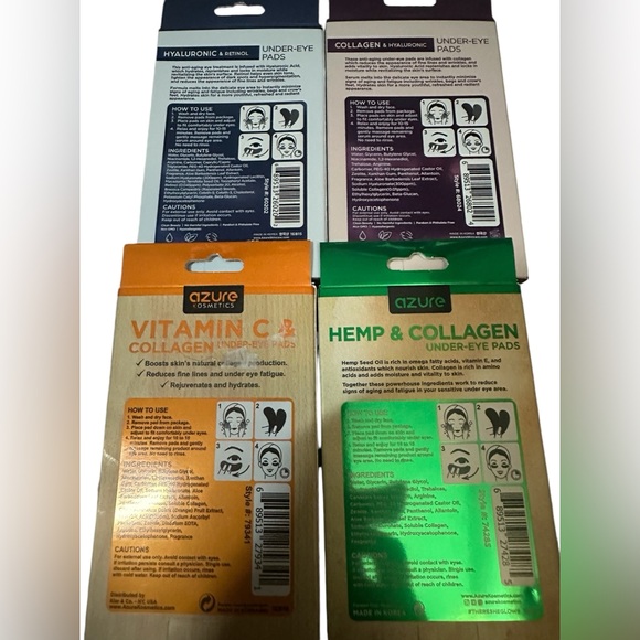 Azure Under Eye Pads Bundle of 4 Hyaluronic Acid Hemp & Collagen Vit C 20 pairs - Picture 2 of 10